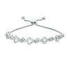 Thumbnail Image 1 of Diamond Accent Sideways Ribbon Heart Bolo Bracelet in Sterling Silver - 9.5&quot;