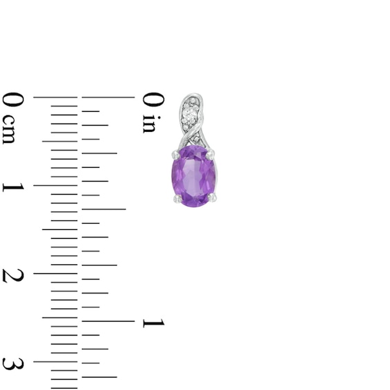Oval Amethyst and Lab-Created White Sapphire Pendant, Earrings and Ring Set in Sterling Silver - Size 7