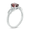Thumbnail Image 2 of Oval Garnet and Lab-Created White Sapphire Loop Ring in Sterling Silver
