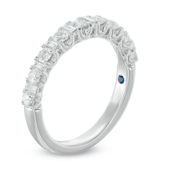 Vera Wang Love Collection 5/8 CT. T.w. Baguette and Round Diamond Alternating Wedding Band in 14K White Gold