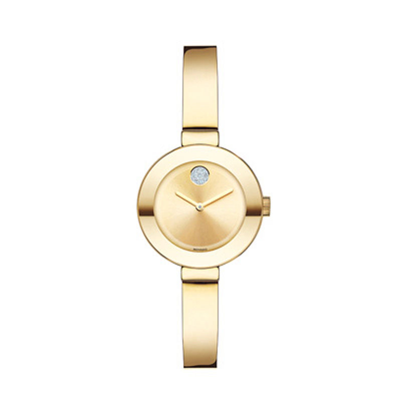 Main Image 1 of Ladies' Movado Bold® Crystal Gold-Tone Bangle Watch with Gold-Tone Dial (Model: 3600285)