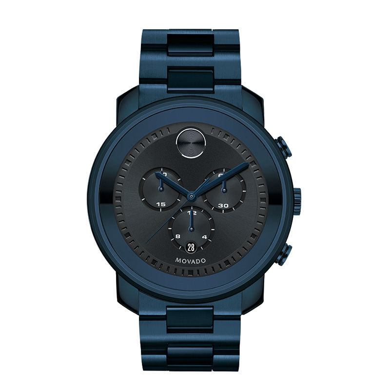 Main Image 1 of Men's Movado Bold Navy Blue IP Chronograph Watch with Dark Blue Dial (Model: 3600279)