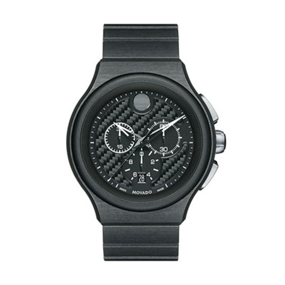 Men's Movado Parlee Black Peek Titanium Chronograph Watch with Black Dial (Model: 0606929)