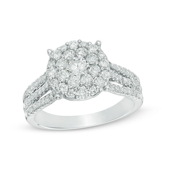 1-1/5 CT. T.w. Diamond Double Frame Engagement Ring in 14K White Gold