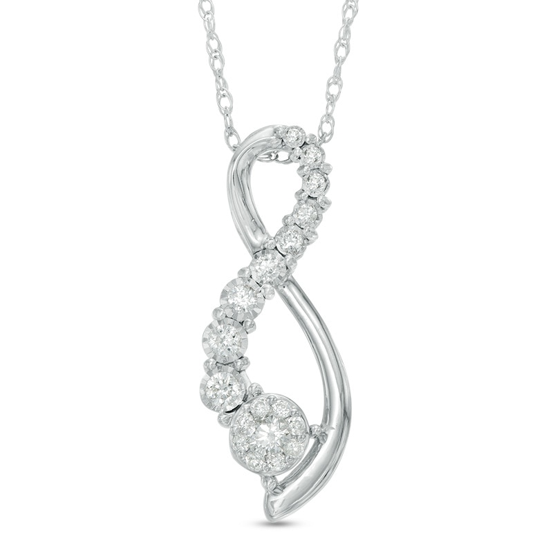 Main Image 1 of 1/4 CT. T.W. Diamond Infinity Pendant in 10K White Gold