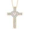 Thumbnail Image 1 of 1/3 CT. T.W. Diamond Heart Cross Pendant in 10K Gold