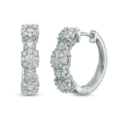 1 Ct T W Diamond Hoop Earrings In 10k Gold In 2019 Diamond