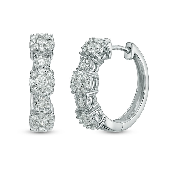 1 CT. T.w. Diamond Hoop Earrings in 10K White Gold