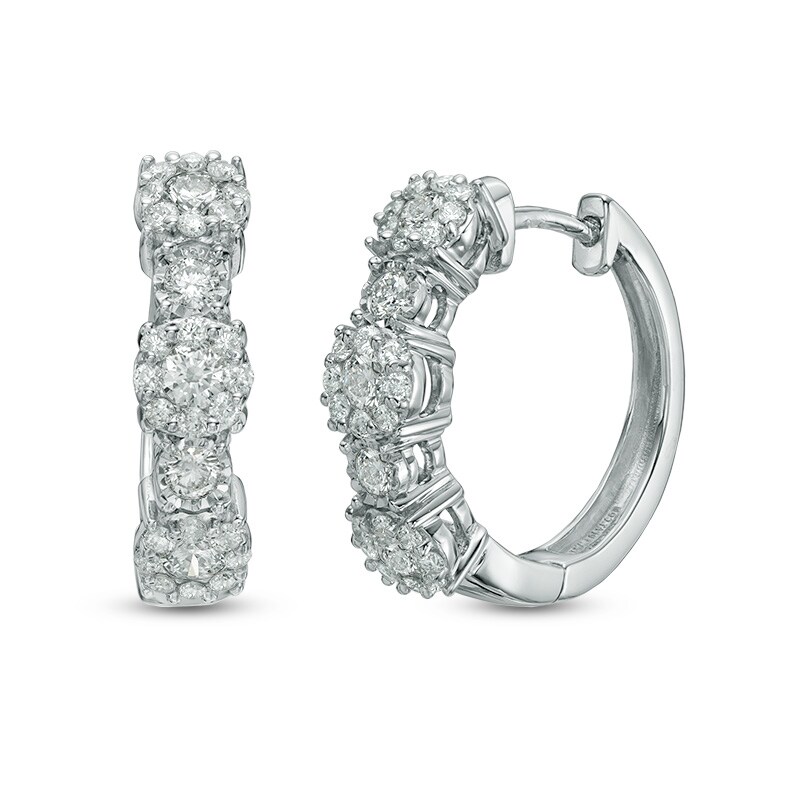 Main Image 1 of 1 CT. T.W. Diamond Hoop Earrings in 10K White Gold
