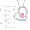 Thumbnail Image 1 of 6.0mm Heart-Shaped Lab-Created Pink and White Sapphire Tilted Heart Pendant in Sterling Silver