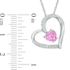Thumbnail Image 2 of 6.0mm Heart-Shaped Lab-Created Pink and White Sapphire Tilted Heart Pendant in Sterling Silver