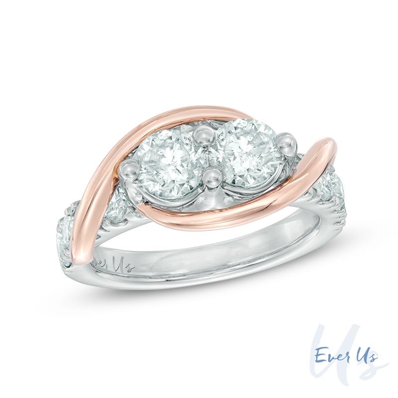Main Image 1 of Ever Us® 2 CT. T.W. Two-Stone Diamond Swirl Band in 14K Two-Tone Gold
