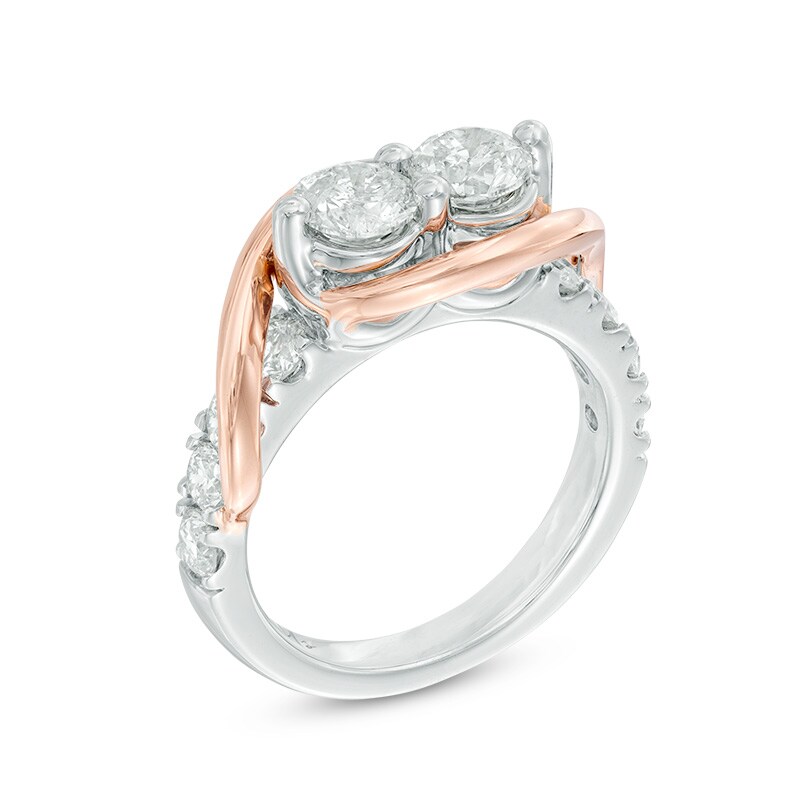 Main Image 2 of Ever Us® 2 CT. T.W. Two-Stone Diamond Swirl Band in 14K Two-Tone Gold