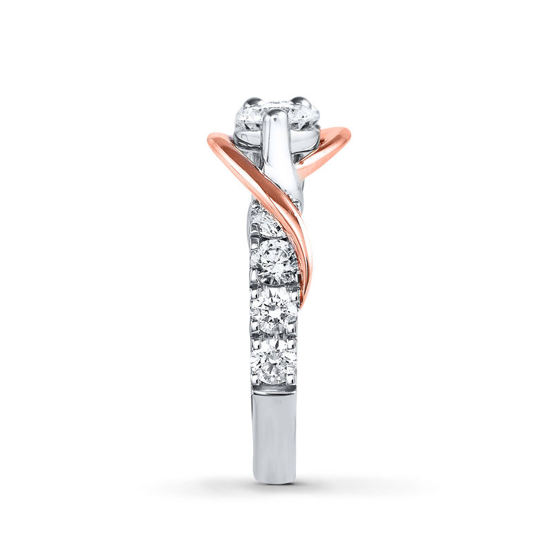 Main Image 3 of Ever Us® 2 CT. T.W. Two-Stone Diamond Swirl Band in 14K Two-Tone Gold