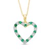 Thumbnail Image 1 of Emerald and Diamond Accent Beaded Heart Pendant in 10K Gold