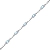 Thumbnail Image 0 of Oval Aquamarine and Diamond Accent Station Bracelet in Sterling Silver - 7.25"