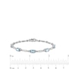 Thumbnail Image 3 of Oval Aquamarine and Diamond Accent Station Bracelet in Sterling Silver - 7.25"