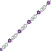 Thumbnail Image 1 of 4.0mm Heart-Shaped Amethyst and Diamond Accent Infinity Bracelet in Sterling Silver - 7.25"