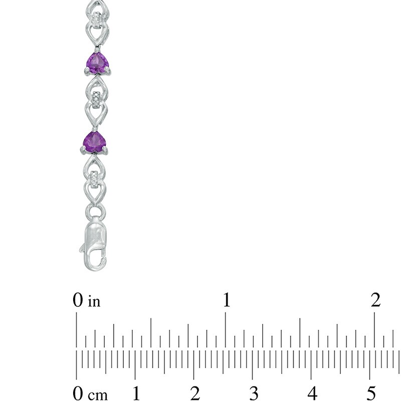 Main Image 2 of 4.0mm Heart-Shaped Amethyst and Diamond Accent Infinity Bracelet in Sterling Silver - 7.25"