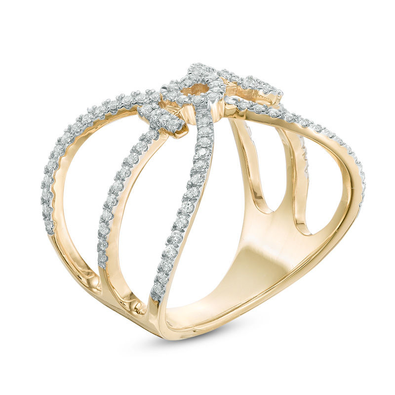 Main Image 2 of 1/3 CT. T.W. Diamond "I Heart U" Orbit Cage Heart Ring in 10K Gold