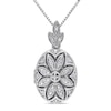 Thumbnail Image 1 of 1/10 CT. T.W. Diamond Flower Vintage-Style Oval Medallion Locket in Sterling Silver