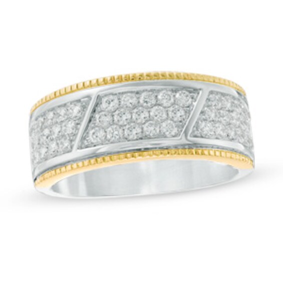 1 CT. T.w. Diamond Milgrain Trimmed Band in 10K Two-Tone Gold