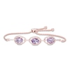 Thumbnail Image 0 of Oval Amethyst and Lab-Created White Sapphire Frame Bolo Bracelet in Sterling Silver with 14K Rose Gold Plate - 8.0"