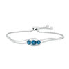 Thumbnail Image 1 of 6.0mm London Blue Topaz and Lab-Created White Sapphire Three Stone Bypass Bolo Bracelet in Sterling Silver - 8.0"