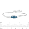 Thumbnail Image 2 of 6.0mm London Blue Topaz and Lab-Created White Sapphire Three Stone Bypass Bolo Bracelet in Sterling Silver - 8.0"