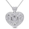 Thumbnail Image 0 of 1/15 CT. T.W. Diamond Vintage-Style Beaded Double Heart Locket in Sterling Silver