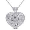 Thumbnail Image 1 of 1/15 CT. T.W. Diamond Vintage-Style Beaded Double Heart Locket in Sterling Silver