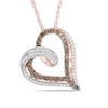 Thumbnail Image 1 of Smoky Quartz and Lab-Created White Sapphire Ribbon Heart Pendant in Sterling Silver with 14K Rose Gold Plate