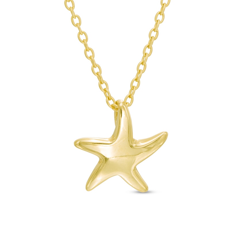 Main Image 1 of Starfish Pendant in 10K Gold - 17"