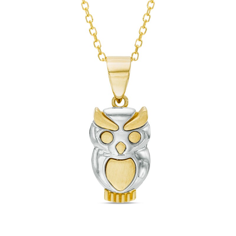 Owl Pendant in 10K Two-Tone Gold