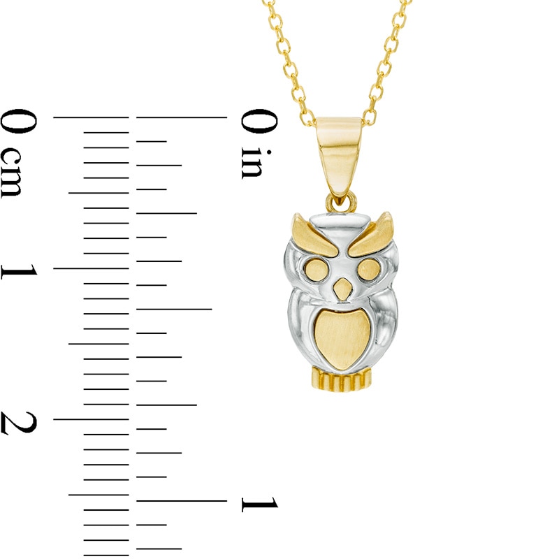 Main Image 2 of Owl Pendant in 10K Two-Tone Gold