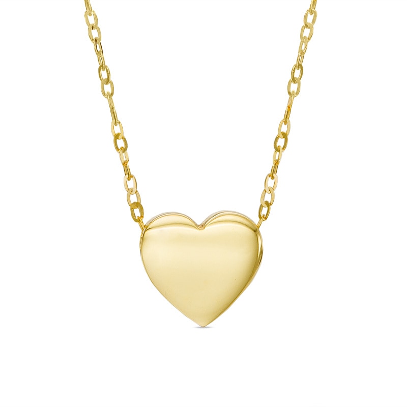 Main Image 1 of Puffed Heart Slider Pendant in 10K Gold - 17"