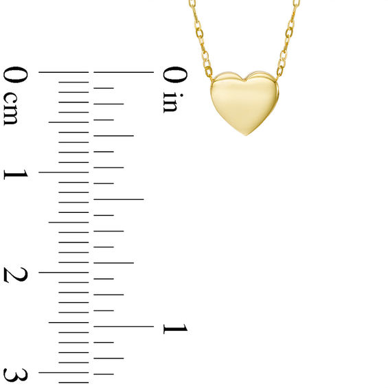 Puffed Heart Slider Pendant in 10K Gold - 17"