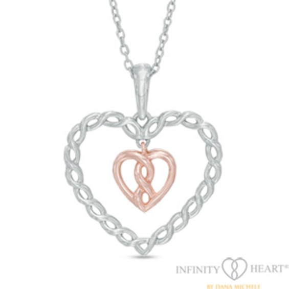 Infinity HeartÂ® by Dana Michele Open Heart Frame Pendant in Sterling Silver and 10K Rose Gold