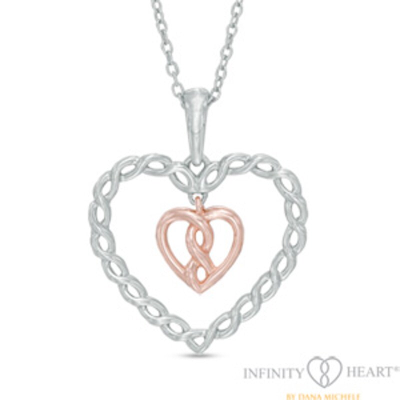 Main Image 1 of Infinity Heart® by Dana Michele Open Heart Frame Pendant in Sterling Silver and 10K Rose Gold