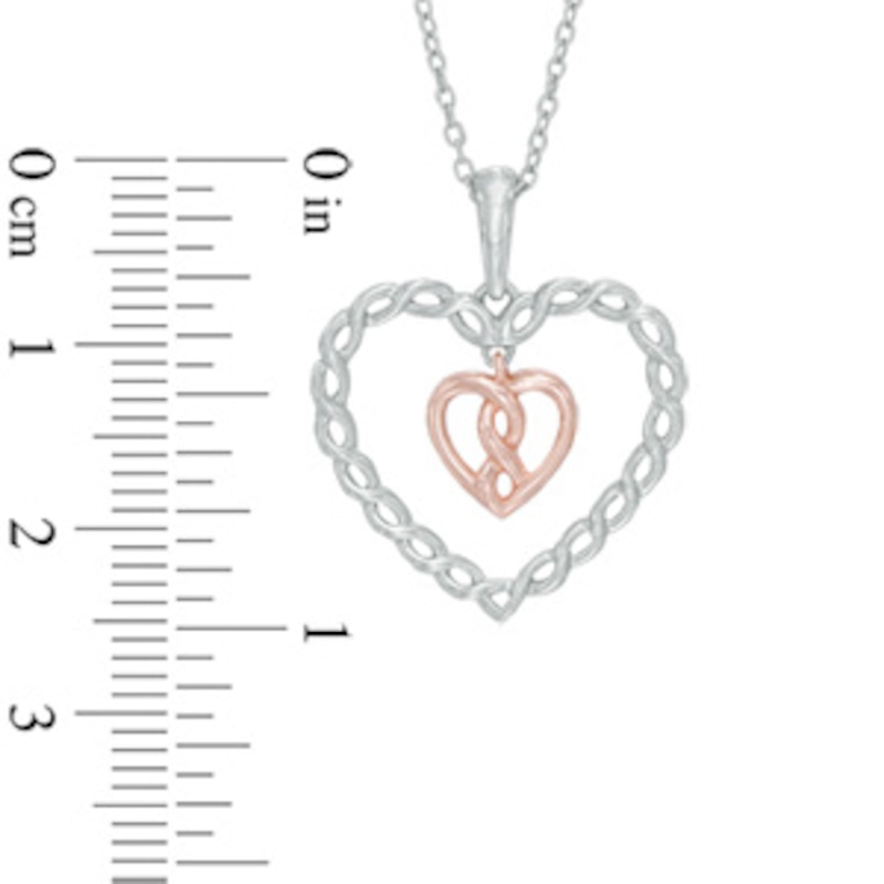 Main Image 2 of Infinity Heart® by Dana Michele Open Heart Frame Pendant in Sterling Silver and 10K Rose Gold