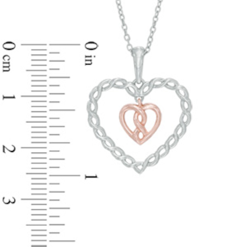 Infinity Heart® by Dana Michele Open Heart Frame Pendant in Sterling Silver and 10K Rose Gold