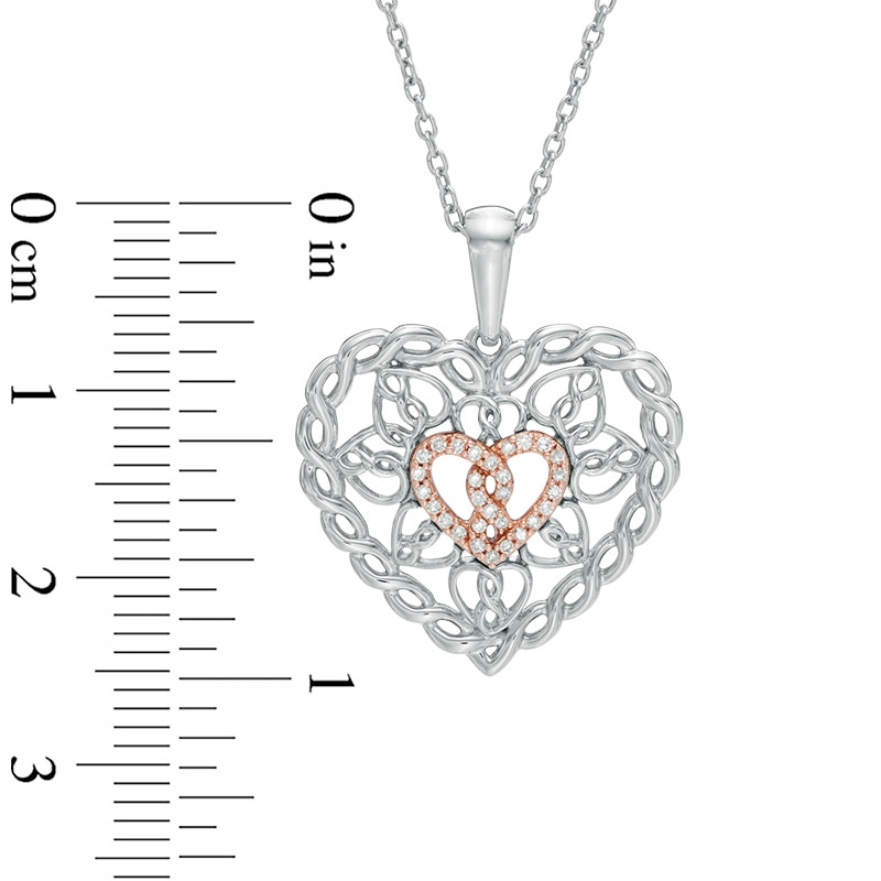 Infinity Heart® by Dana Michele 1/20 CT. T.W. Diamond Heart Pendant in Sterling Silver and 10K Rose Gold