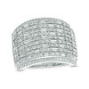 Thumbnail Image 0 of 2 CT. T.W. Baguette and Round Diamond Multi-Row Ring in 14K White Gold