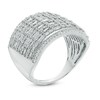 Thumbnail Image 1 of 2 CT. T.W. Baguette and Round Diamond Multi-Row Ring in 14K White Gold