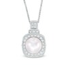 Thumbnail Image 1 of Vera Wang Love Collection Akoya Cultured Pearl and 1/8 CT. T.W. Diamond Frame Pendant in 14K White Gold