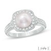Thumbnail Image 1 of Vera Wang Love Collection Akoya Cultured Pearl and 1/5 CT. T.W. Diamond Frame Ring in 14K White Gold-Size 7