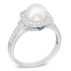 Thumbnail Image 2 of Vera Wang Love Collection Akoya Cultured Pearl and 1/5 CT. T.W. Diamond Frame Ring in 14K White Gold-Size 7