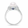 Thumbnail Image 3 of Vera Wang Love Collection Akoya Cultured Pearl and 1/5 CT. T.W. Diamond Frame Ring in 14K White Gold-Size 7