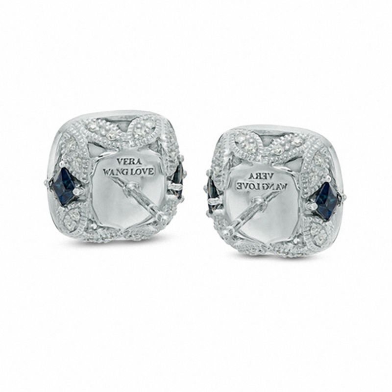 Main Image 2 of Vera Wang Love Collection Akoya Cultured Pearl and 1/4 CT. T.W. Diamond Frame Stud Earrings in 14K White Gold