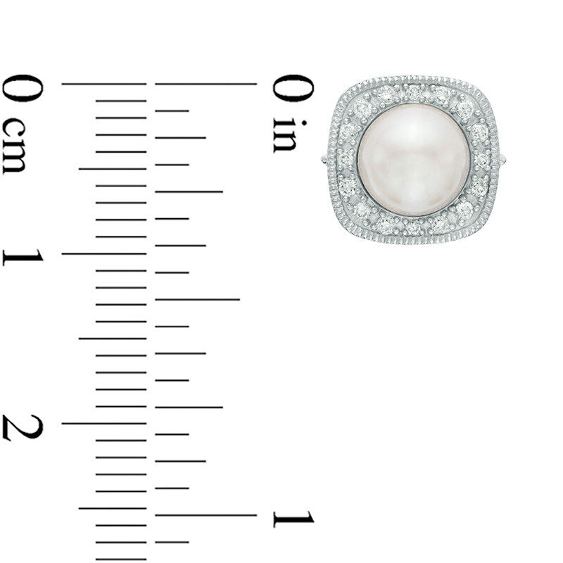 Main Image 3 of Vera Wang Love Collection Akoya Cultured Pearl and 1/4 CT. T.W. Diamond Frame Stud Earrings in 14K White Gold